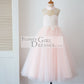 Halter Neckline Ivory Lace Pink Tulle Sheer Back Wedding Flower Girl Dress