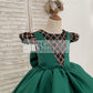Hi-Low Green Satin Rose Gold Sequin Tulle Cap Sleeves Wedding Flower Girl Dress Kids Princess Party Dress