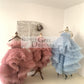 Hi Low Pleated Tulle Wedding Flower Girl Dress Kids Birthday Party Ball Gown Dress