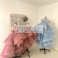Hi Low Pleated Tulle Wedding Flower Girl Dress Kids Birthday Party Ball Gown Dress