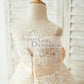 Ivory Lace Champagne Tulle Wedding Party Flower Girl Dress with Pearls