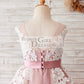 Ivory Lace Mauve/Silver Gray Tulle Wedding Flower Girl Dress