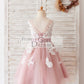 Ivory Lace Mauve/Silver Gray Tulle Wedding Flower Girl Dress