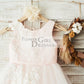 Ivory Lace Tulle Pink Satin Wedding Flower Girl Dress Junior Bridesmaid Dress