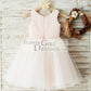 Ivory Lace Tulle Pink Satin Wedding Flower Girl Dress Junior Bridesmaid Dress
