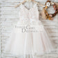 Ivory lace Tulle Spaghetti straps Wedding Flower Girl Dress with Beaded Belt