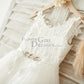 Ivory Lace Tulle Spaghetti Straps Wedding Flower Girl Dress with Beaded Belt