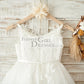 Ivory Lace Tulle Spaghetti Straps Wedding Flower Girl Dress with Beaded Belt