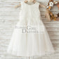 Ivory Lace Tulle Wedding Flower Girl Dress with Big Bow