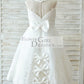 Ivory Lace tulle Wedding Flower Girl Dress with bows