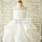 Ivory Organza V Back Wedding Flower Girl Dress