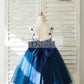 Lace Tulle Spaghetti straps Wedding Flower Girl Dress with Bow