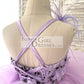 Lavender Lace Tulle Wedding Flower Girl Dress Kids Party Dress Ball Gown with Feathers/Horsehair