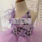 Lavender Lace Tulle Wedding Flower Girl Dress Kids Party Dress Ball Gown with Feathers/Horsehair