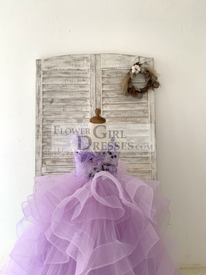 Lavender Lace Tulle Wedding Flower Girl Dress, Feathers/Horsehair - Flower Girl Dresses Lavender Lace Tulle Wedding Flower Girl Dress, Feathers/Horsehair - Flower Girl Dresses