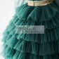 Long Sleeves Green Tulle Cupcake Wedding Flower Girl Dress Kids Party Dress
