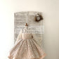 Long Sleeves V Back Glittering Lace Champagne Satin Wedding Flower Girl Dress Kids Party Dress