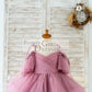 Mauve Glittering Tulle Spaghetti Straps V Back Wedding Flower Girl Dress Kids Party Dress