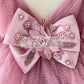 Mauve Glittering Tulle Spaghetti Straps V Back Wedding Flower Girl Dress Kids Party Dress