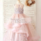 Mauve Lace Tulle Floor Length Wedding Flower Girl Dress