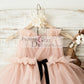 Mauve Tulle V Neck Wedding Flower Girl Dress with Beading