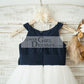 Navy Blue Chiffon Ivory Tulle Halter Neck Wedding Flower Girl Dress with Bow