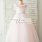 Off Shoulder Pink Tulle Feathers Wedding Party Flower Girl Dress