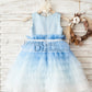 Ombre Blue Glittering Tulle Cupcake Wedding Flower Girl Dress