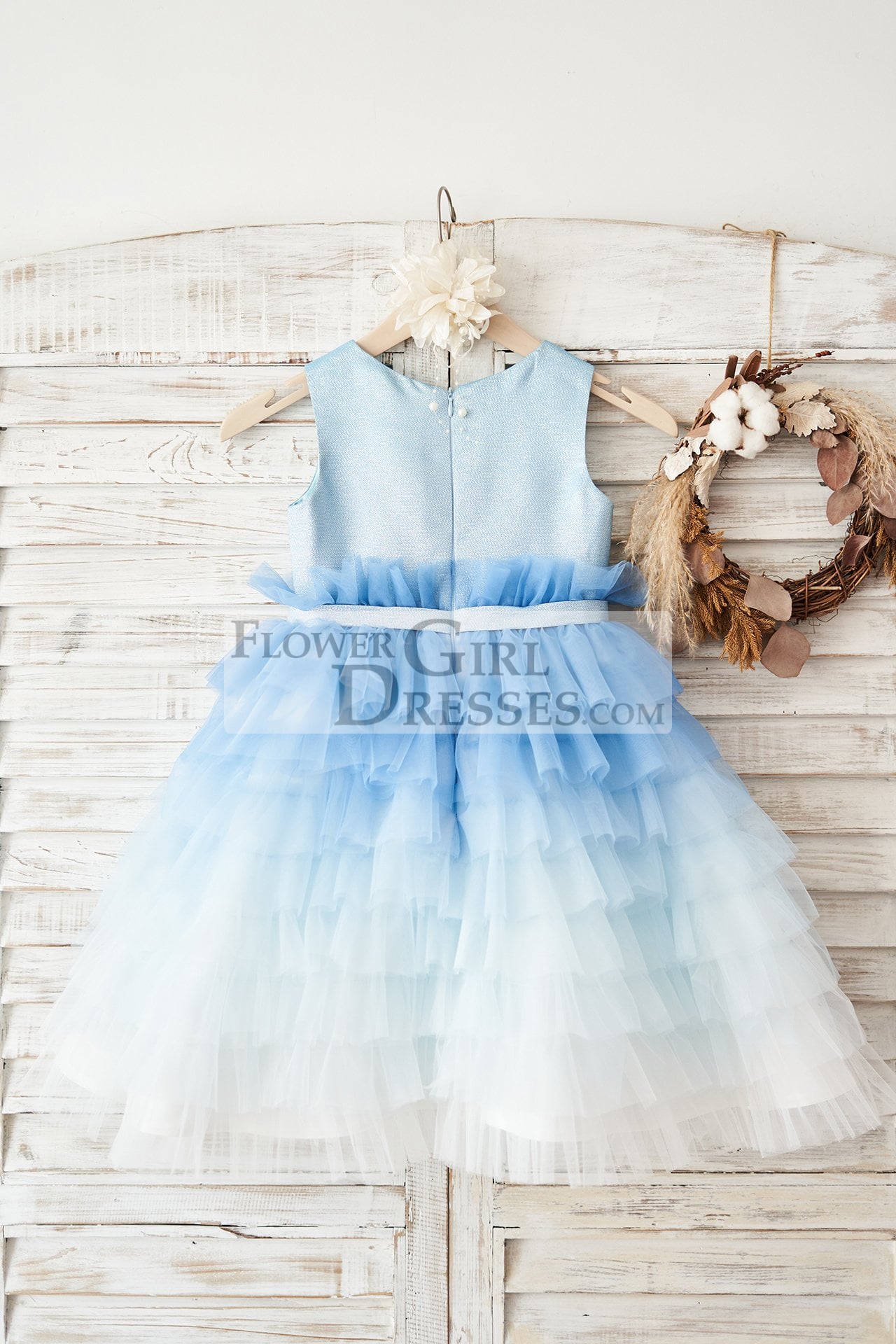 Ombre Sleeveless V Neckline Ruffles Ball Gown Flower Girl