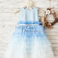 Ombre Blue Glittering Tulle Cupcake Wedding Flower Girl Dress