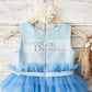 Ombre Blue Glittering Tulle Cupcake Wedding Flower Girl Dress
