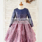 Ombre Navy Pink Sequin V Back Wedding Flower Girl Dress with Bow Kids Party Dress