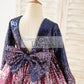 Ombre Navy Pink Sequin V Back Wedding Flower Girl Dress with Bow Kids Party Dress