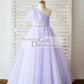 One Shoulder Beaded Lavender Tulle Wedding Flower Girl Dress