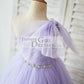 One Shoulder Beaded Lavender Tulle Wedding Flower Girl Dress
