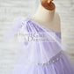 One Shoulder Beaded Lavender Tulle Wedding Flower Girl Dress