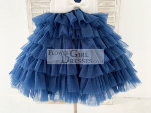 navy blue dresses kids Yartina Flower Girl High Low Dress Kids Sleeveless Sparkly Sequins Chiffon Party Wedding Bridesmaid Navy Blue 6