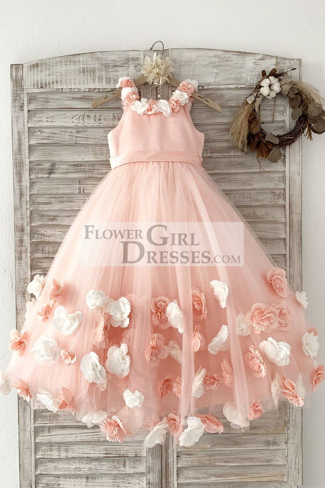 Ball Gown Blush 3D Flowers Tulle Wedding Party Flower Girl Dress 2T Ball Gown Blush 3D Flowers Tulle Wedding Party Flower Girl Dress 2T