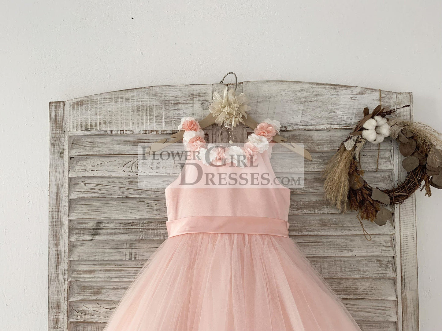Pink 3D Flowers Wedding Flower Girl Dress Kids Party Dress