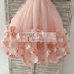 Pink 3D Flowers Wedding Flower Girl Dress Kids Party Dress