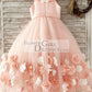 Pink 3D Flowers Wedding Flower Girl Dress Kids Party Dress