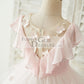 Pink Chiffon Tulle Sheer Neck Wedding Flower Girl Dress