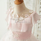 Pink Chiffon Tulle Sheer Neck Wedding Flower Girl Dress