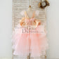 Pink Jacquard Hi Low Tulle Wedding Flower Girl Dress Kids Princess Party Dress