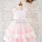 Pink Satin Tulle Cupcake Wedding Flower Girl Dress with Bow