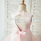 Pink Satin Tulle Keyhole Back Ruffles Wedding Flower Girl Dress