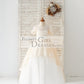 Short Sleeves Champagne Lace Tulle Wedding Flower Girl Dress Kids Party Dress