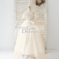 Short Sleeves Champagne Lace Tulle Wedding Flower Girl Dress Kids Party Dress