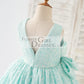 V Back Blue Sequin Wedding Flower Girl Dress Kids Party Dress with Bow