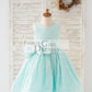 V Back Blue Sequin Wedding Flower Girl Dress Kids Party Dress with Bow